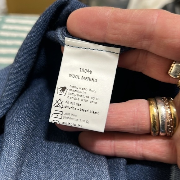 Dune Made in Italy NWT Blue Ombre Merino Wool Crewneck Sweater M/L - Picture 11 of 12